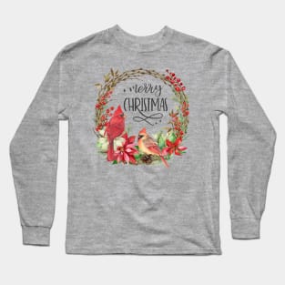 Cardinal Christmas Wreath A2 Long Sleeve T-Shirt